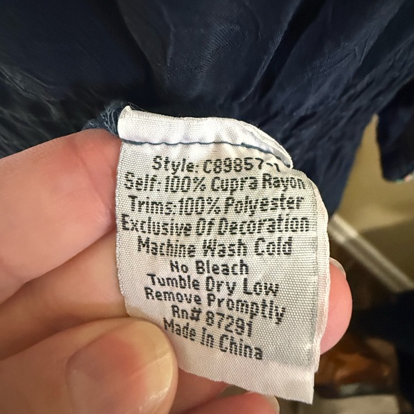 Johnny Was Dark Blue Dress with Colorful Embroidery - Picture 8 of 8